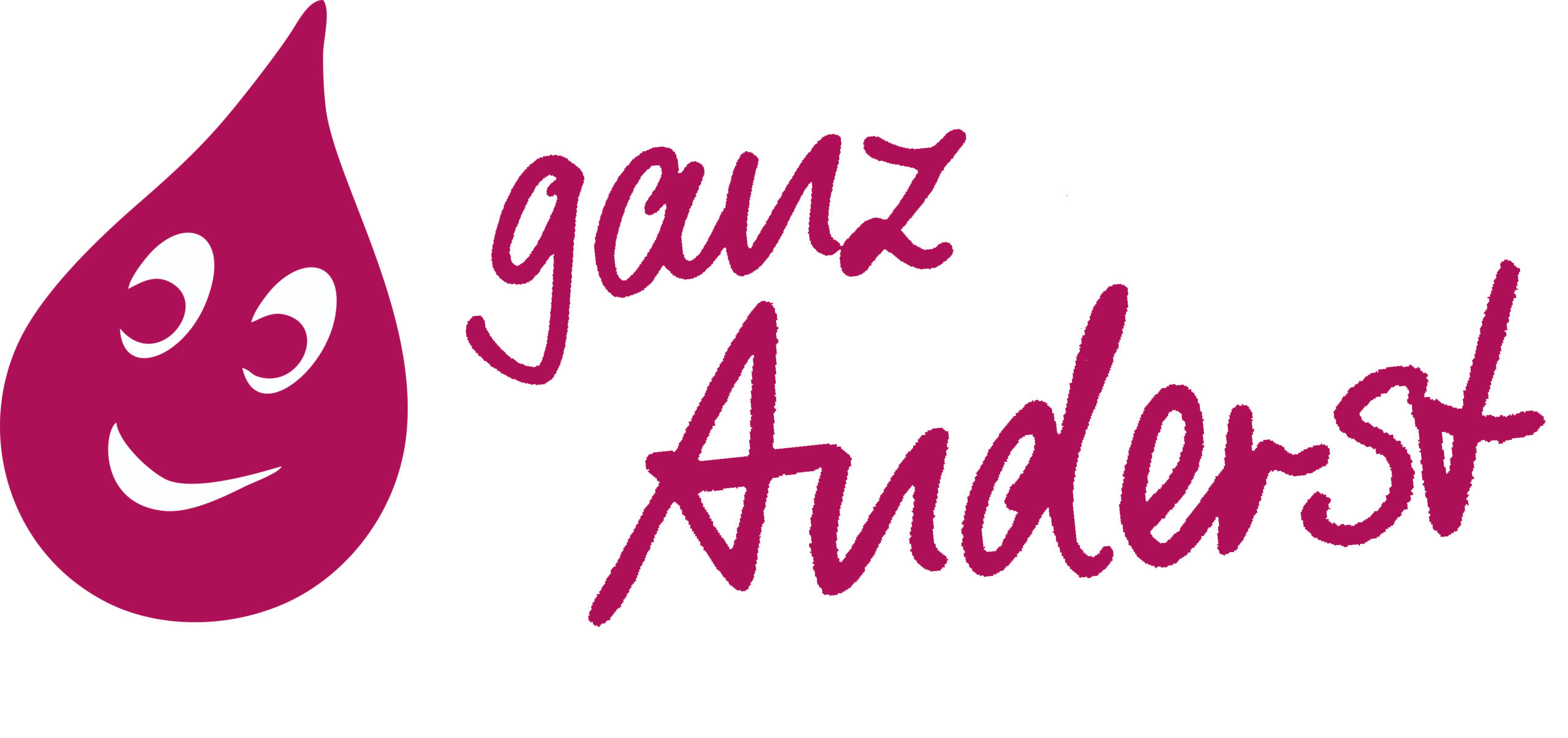 Ganz Anders! Tropfen-Logo mit l&auml;chelndem Gesicht